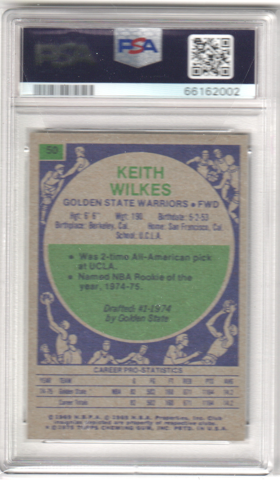 KEITH WILKES 1975-76 Topps #50 RC Roookie PSA 8 NM-MT - WARRIORS