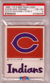 CLEVELAND INDIANS 1968-72 Fleer Team Logo Cloth Patches Type 2 PSA 4 POP 1!