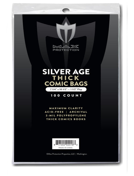 Silver / Regular Comic Bags Thick 7-1/4 x 10-1/2 - 100ct Pack | Columbia Sports Cards & More.