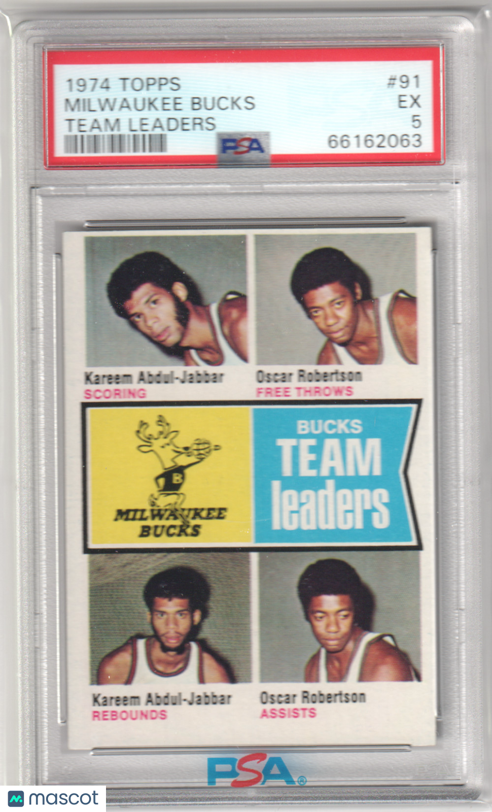 Milwaukee Bucks 1974-75 Topps #91 Team Leaders PSA 5 EX
