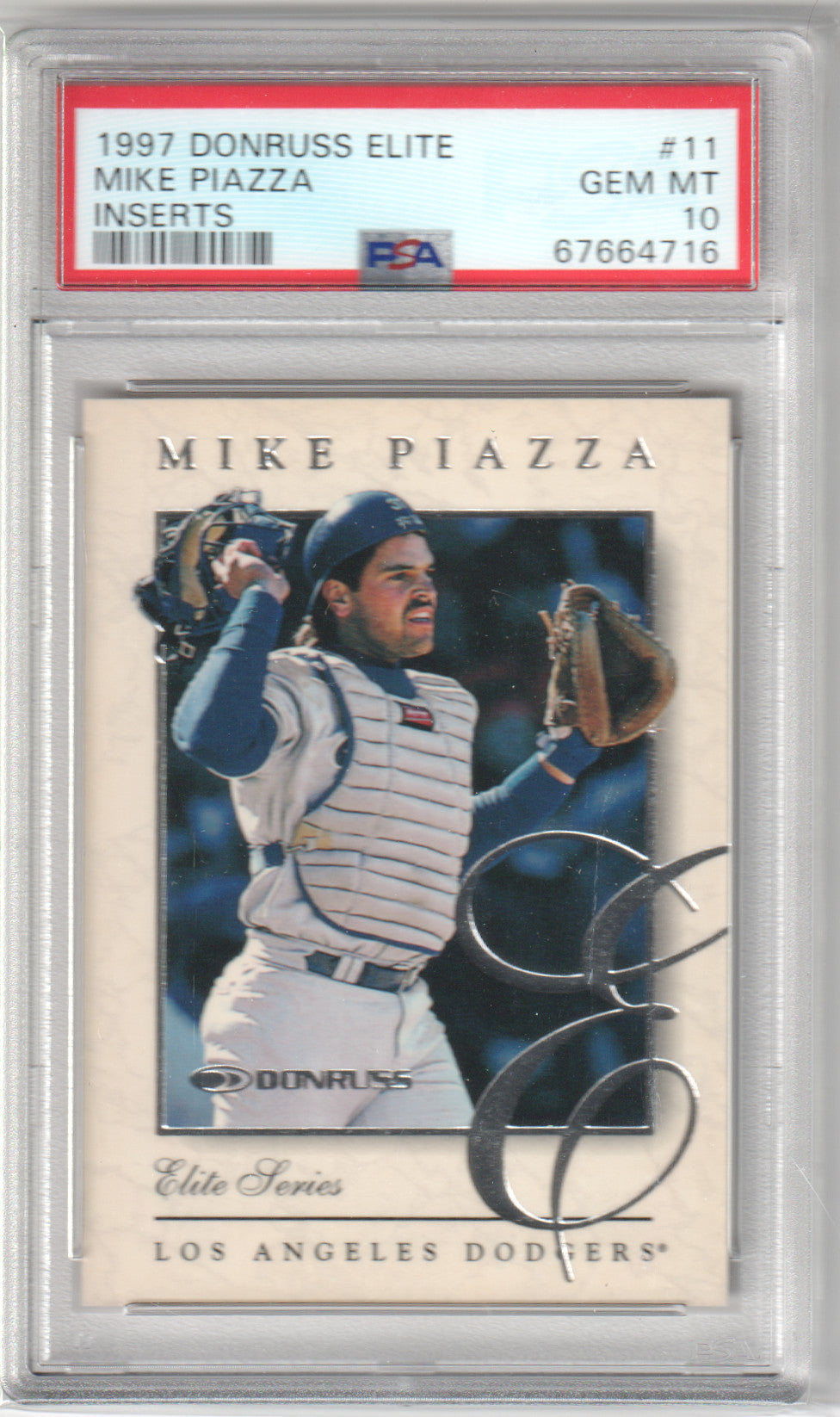 MIKE PIAZZA 1997 Donruss Elite Inserts #/2500 PSA 10 GEM MINT DODGERS Pop 14