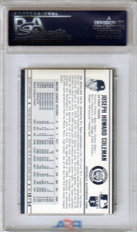 JOE COLEMAN 1972 Kellogg's #18 BB 393 PSA 9 MINT - TIGERS