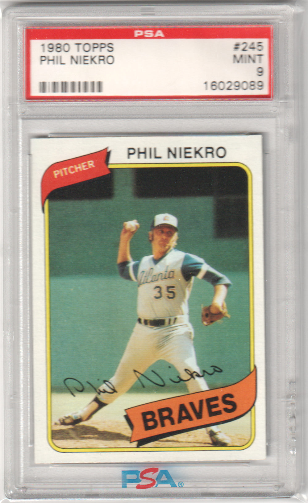 PHIL NIEKRO 1980 Topps #245 PSA 9 MINT - BRAVES