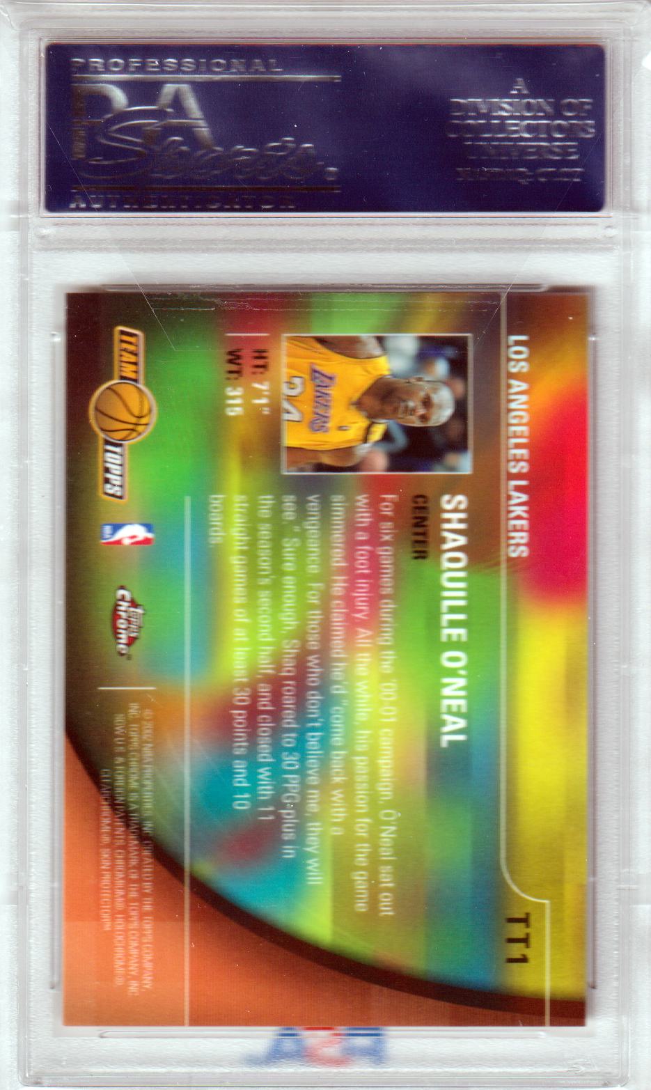 SHAQUILLE O'NEAL 2001-02 Topps Chrome Team Topps #TT1 PSA 10 GEM MINT - LAKERS