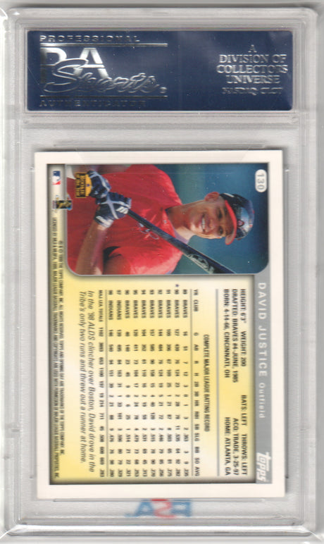 DAVID JUSTICE 1999 Topps Opening Day #130 PSA 10 GEM MINT - BRAVES Pop 1