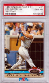 KEN GRIFFEY JR. 1992 Topps Stadium Club S.E. Skydome #70 PSA 10 GEM MINT