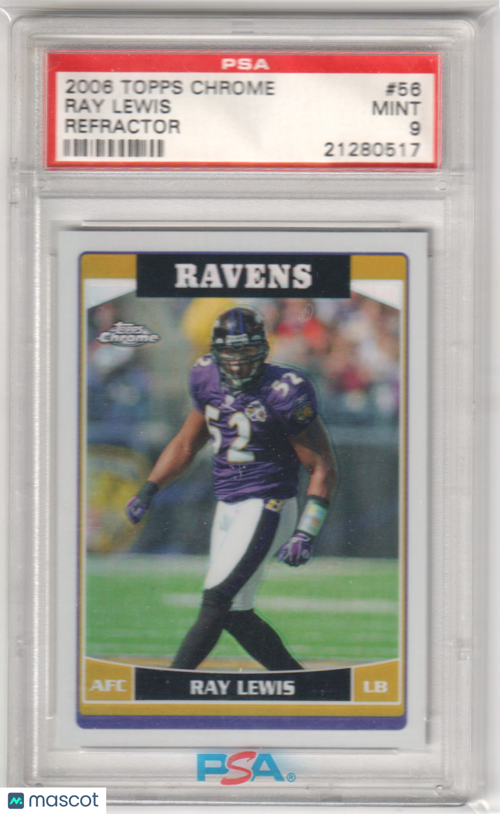 RAY LEWIS 2006 Topps Chrome #56 Refractor PSA 9 MINT - RAVENS