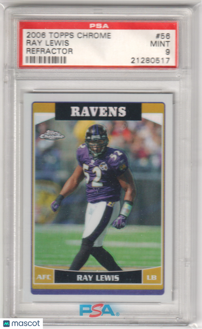 RAY LEWIS 2006 Topps Chrome #56 Refractor PSA 9 MINT - RAVENS