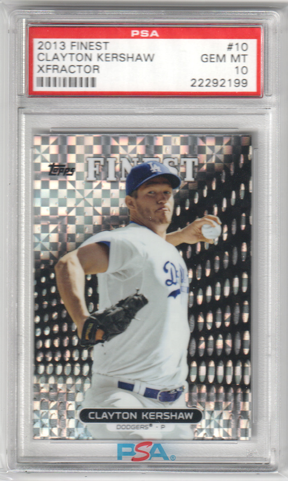 CLAYTON KERSHAW 2013 Finest #10 Xfractor PSA 10 GEM MINT - DODGERS