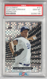 CLAYTON KERSHAW 2013 Finest #10 Xfractor PSA 10 GEM MINT - DODGERS