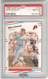 MIKE SCHMIDT 1988 Fleer Glossy #315 PSA 10 GEM MINT - PHILLIES