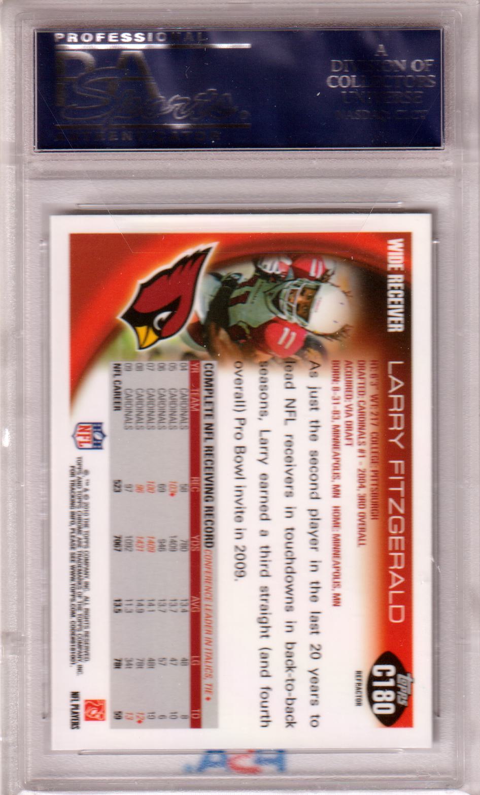 LARRY FITZGERALD 2010 Topps Chrome #C180 Refractor PSA 10 GEM MINT - POP 8