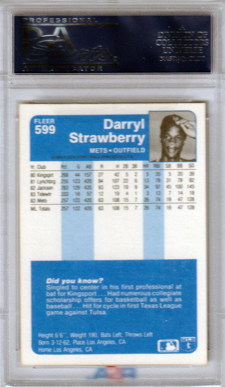 DARRYL STRAWBERRY 1984 Fleer RC Rookie #599 PSA 9 MINT - METS