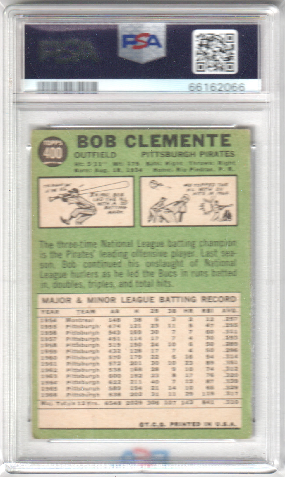BOB ROBERTO CLEMENTE 1967 Topps #400 PSA 1 PR - PIRATES