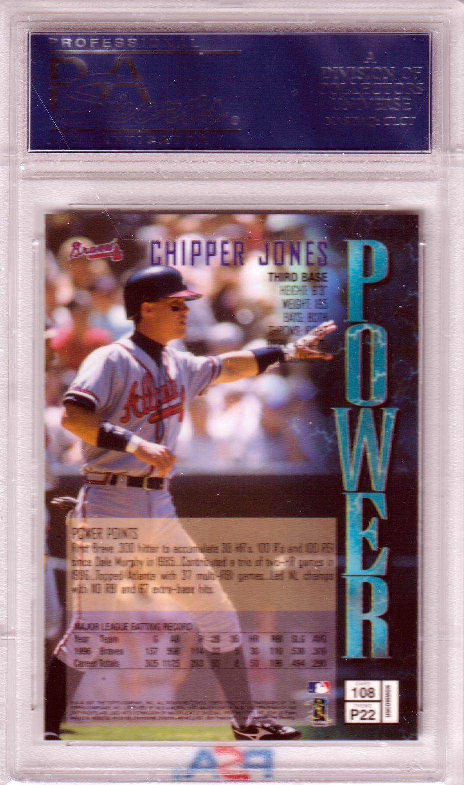 CHIPPER JONES 1997 Topps Finest #108 PSA 10 GEM MINT - BRAVES Pop 7