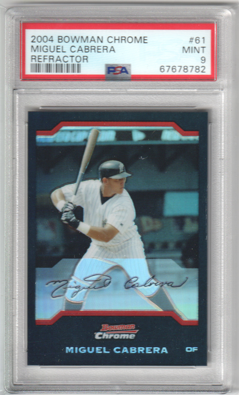MIGUEL CABRERA 2004 Bowman Chrome #61 Refractor PSA 9 MINT - TIGERS Pop 9