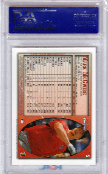 MARK McGWIRE 1998 Bowman Chrome International  PSA 10 GEM MINT CARDINALS POP 9