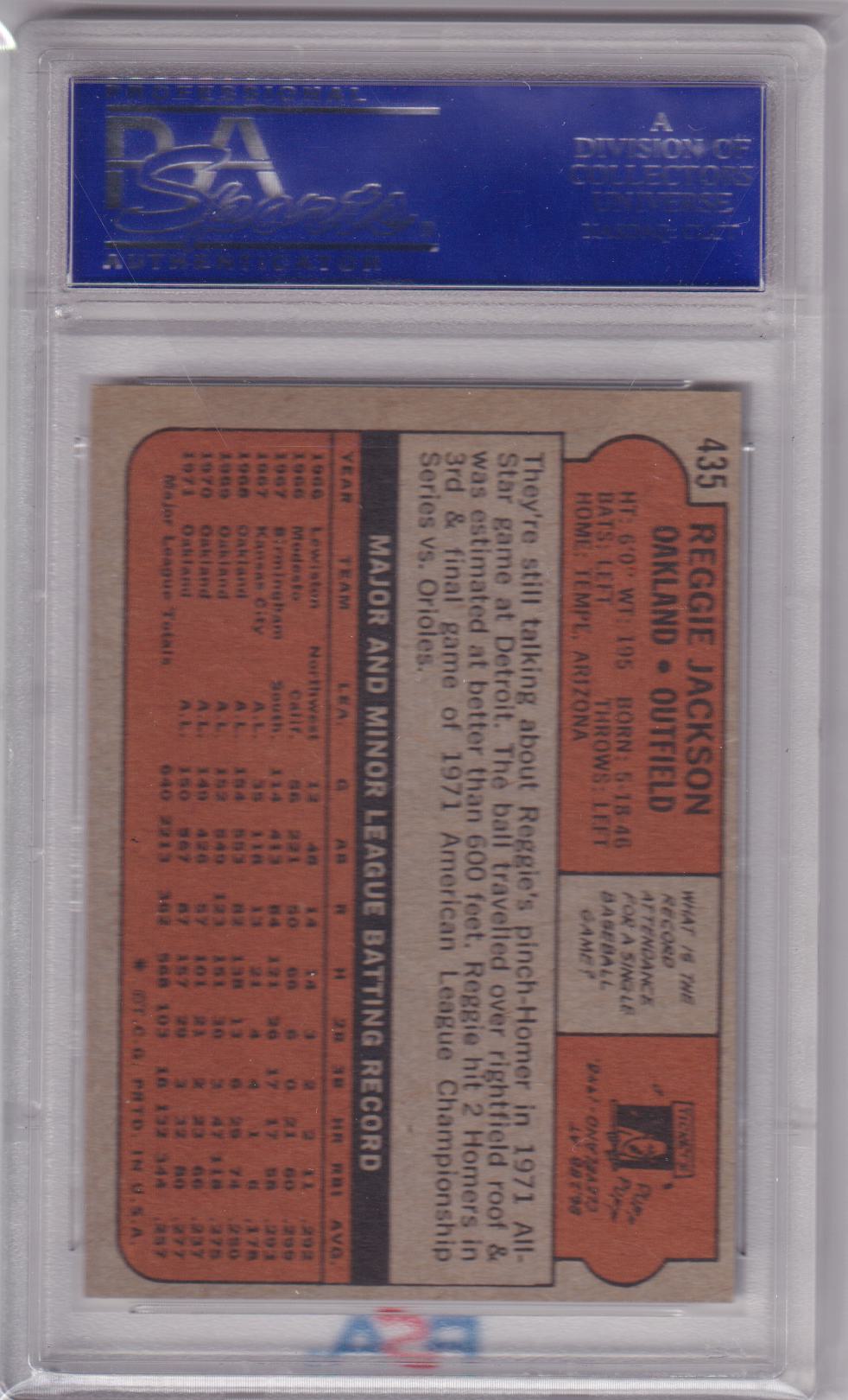 REGGIE JACKSON 1972 Topps #435 PSA 8 NM - ATHLETICS