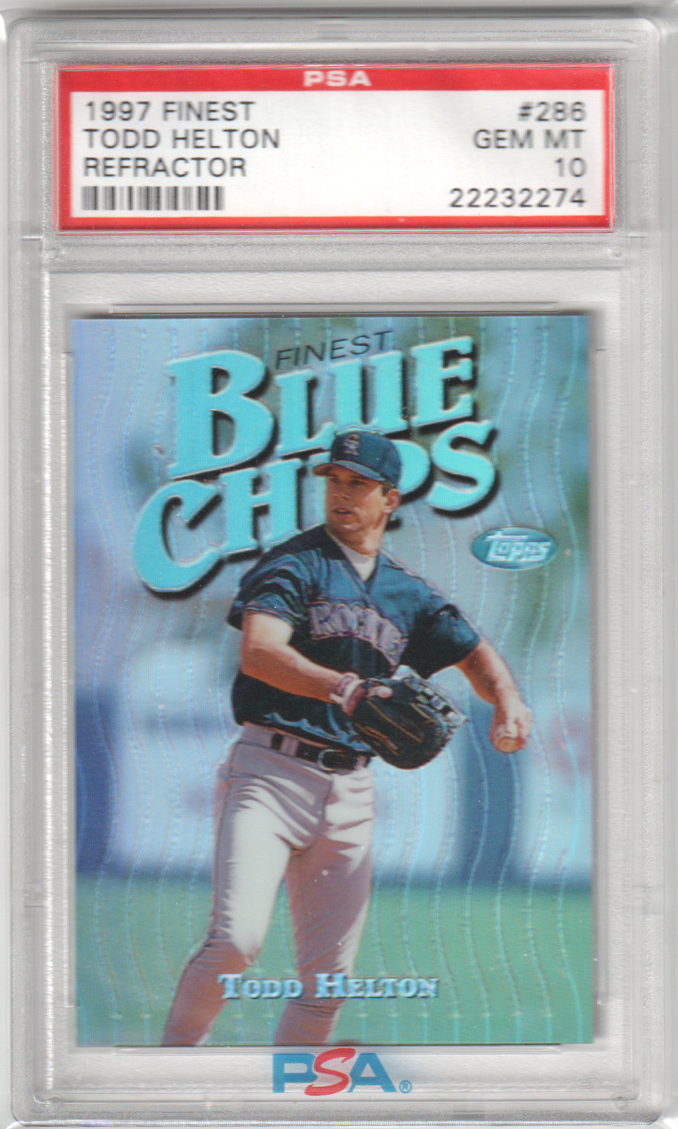TODD HELTON 1997 Topps Finest #286 Refractor PSA 10 GEM MINT - ROCKIES