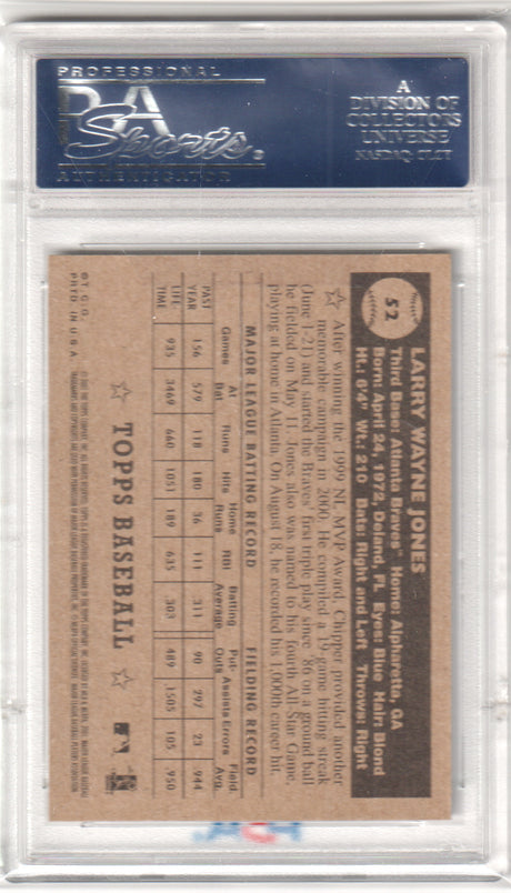 CHIPPER JONES 2001 Topps Heritage #52 Black Back PSA 10 GEM MINT - BRAVES Pop 7