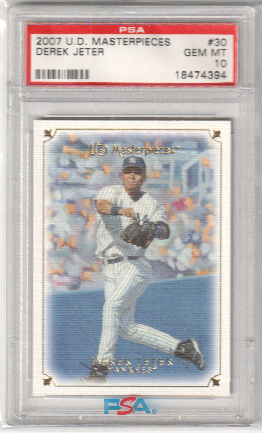 DEREK JETER 2007 Upper Deck Masterpieces #30 PSA 10 GEM MINT - YANKEES