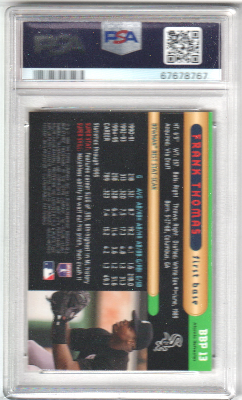 FRANK THOMAS 1996 Bowmans Best Preview #BBP13 Atomic Refractor PSA 10 GEM