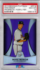 MIKE MINOR 2010 Bowman Platinum RC Rookie #PP18 Purple Refractor PSA 10 Pop 1