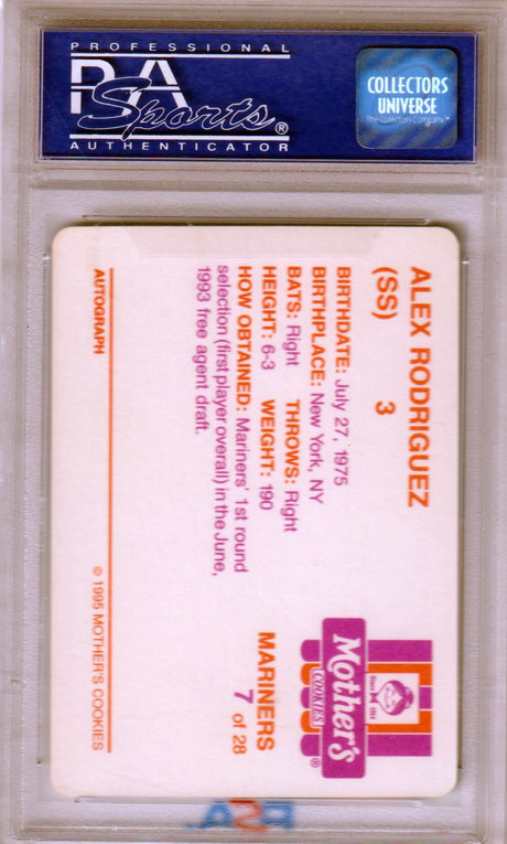 ALEX RODRIGUEZ 1995 Mother's Cookies RC Rookie #7 PSA 10 GEM MINT - MARINERS