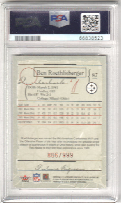 Ben Roethlisberger 2004 Fleer Sweet Sigs RC Rookie #87 PSA 9 MINT - STEELERS