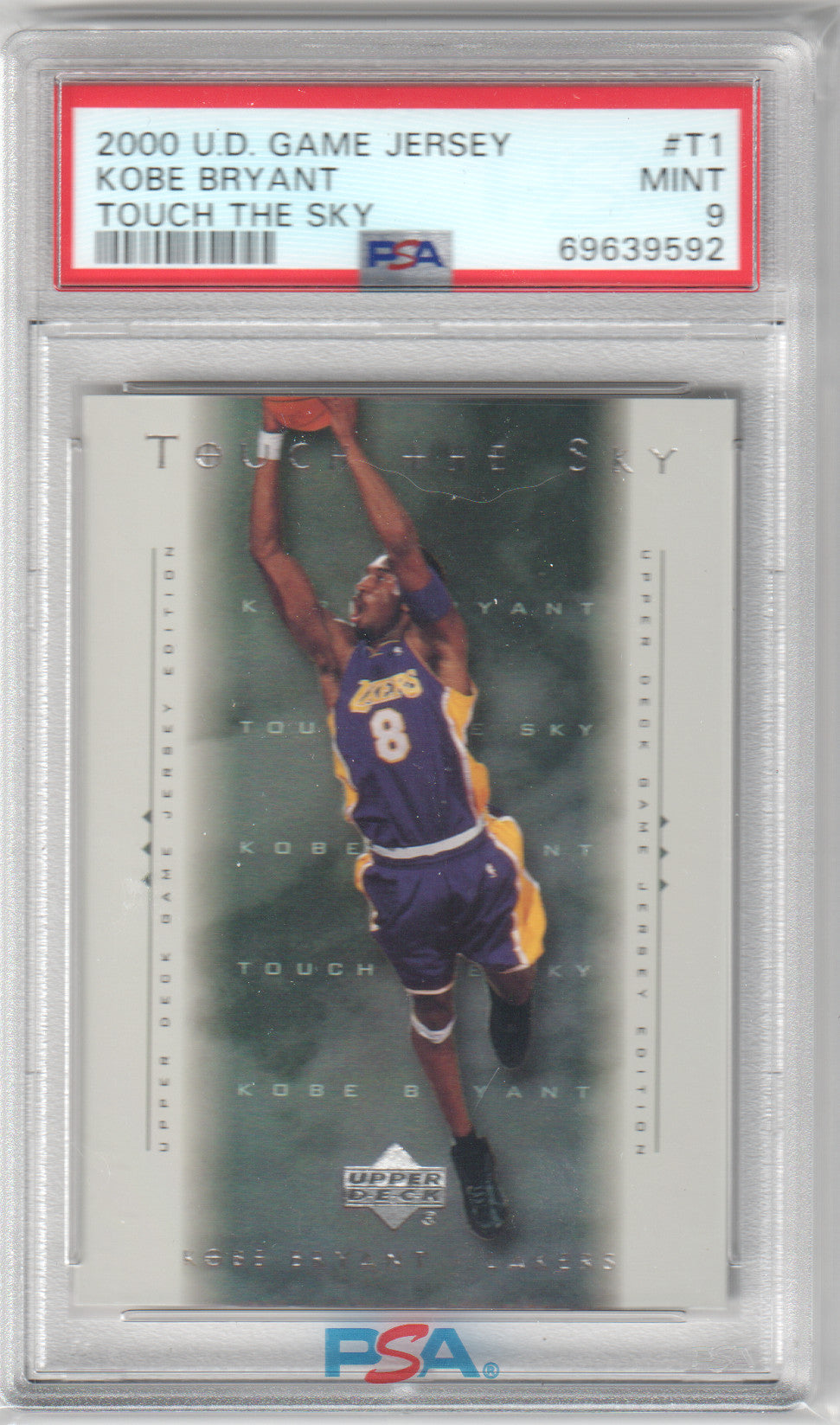 KOBE BRYANT 2000 Upper Deck Game Jersey Touch The Sky #T1 PSA 9 MINT LAKERS