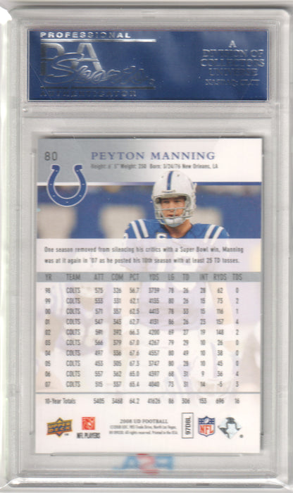 PEYTON MANNING 2008 Upper Deck #80 PSA 10 GEM MINT - COLTS