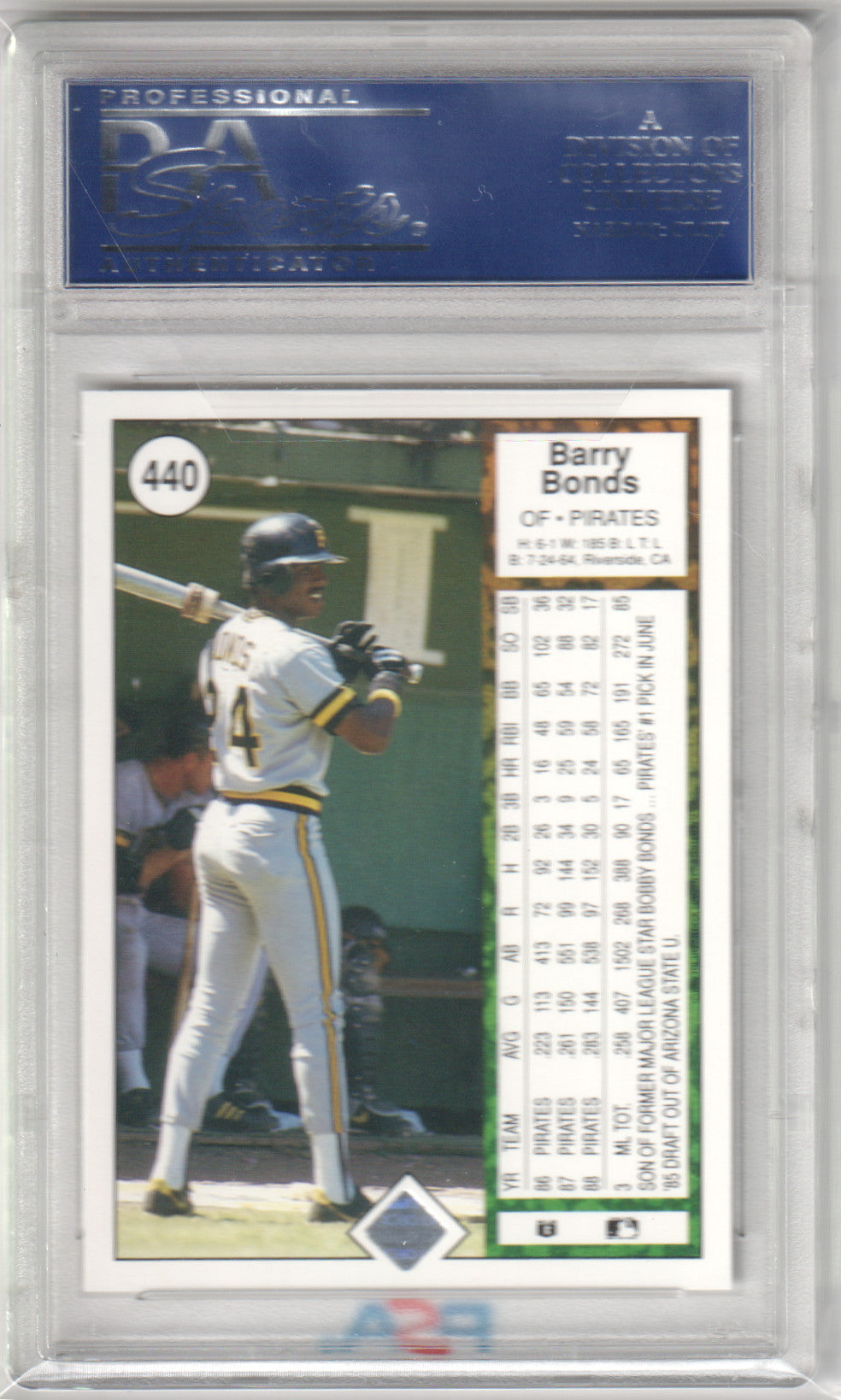 BARRY BONDS 1989 Upper Deck #440 PSA 10 GEM MINT - PIRATES