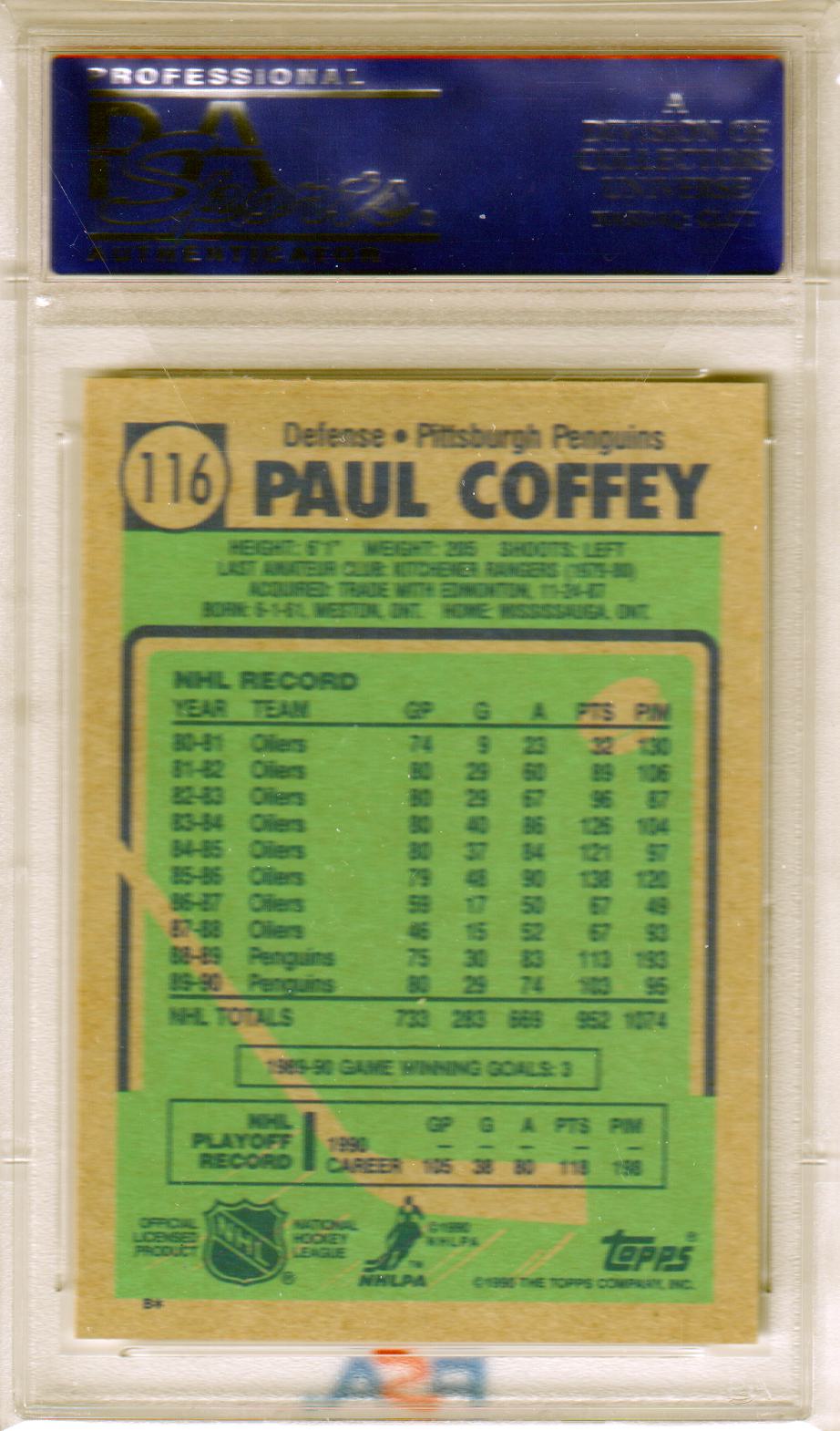 PAUL COFFEY 1990-91 Topps #116 PSA 10 GEM MINT PENGUINS POP 4