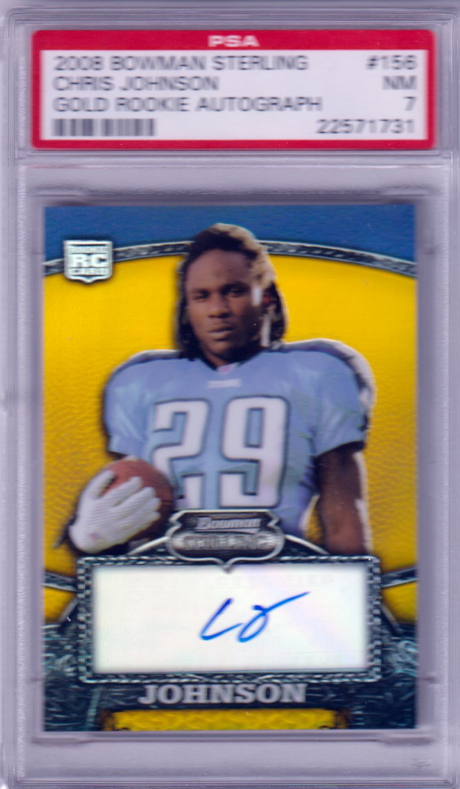 CHRIS JOHNSON 2008 Bowman Sterling #156 Gold Rookie RC Autograph PSA 7 #/400