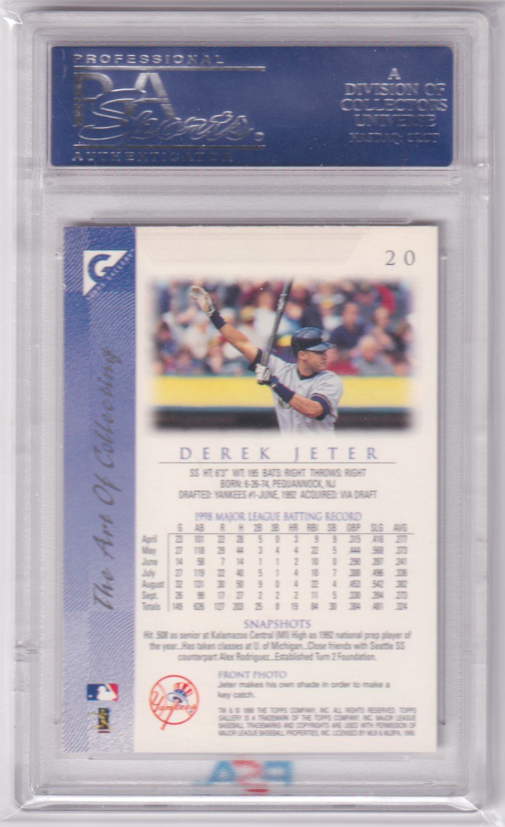 DEREK JETER 1999 Topps Gallery #20 PSA 10 GEM MINT - YANKEES