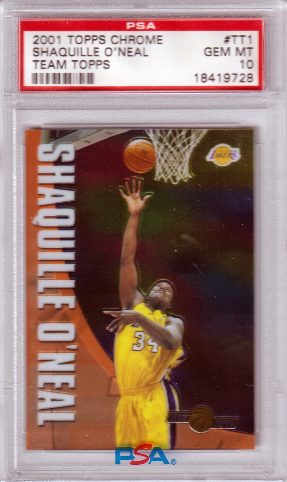 SHAQUILLE O'NEAL 2001-02 Topps Chrome Team Topps #TT1 PSA 10 GEM MINT - LAKERS