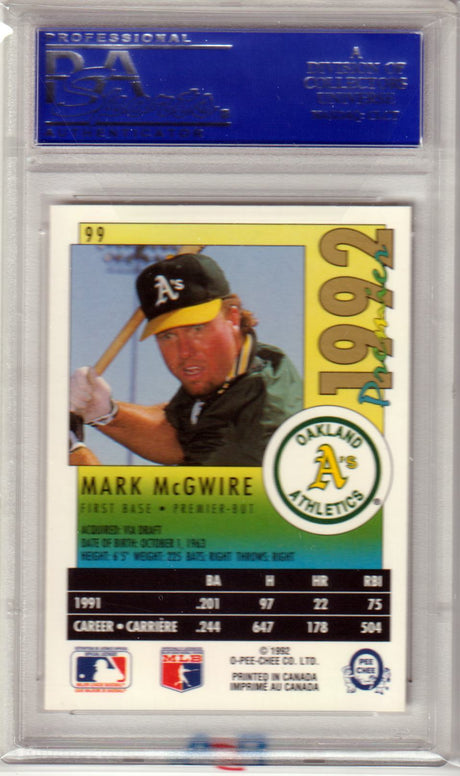 MARK McGWIRE 1992 O-Pee-Chee Premier #99 PSA 10 GEM MINT - ATHLETICS