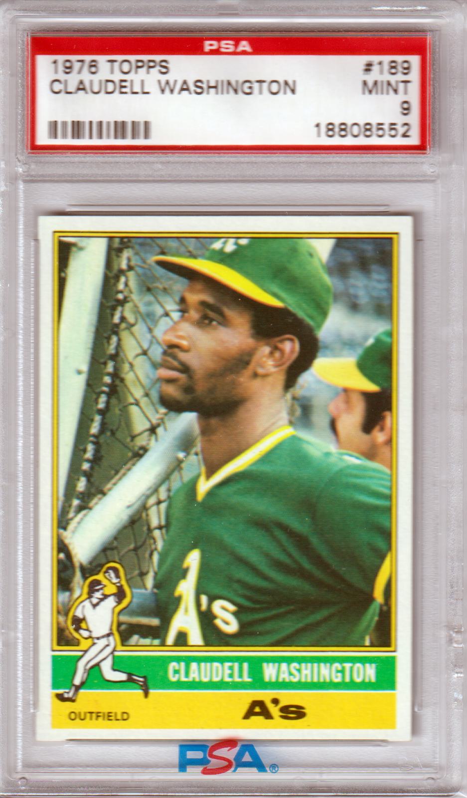 CLAUDELL WASHINGTON 1976 Topps #189 PSA 9 MINT - ATHLETICS