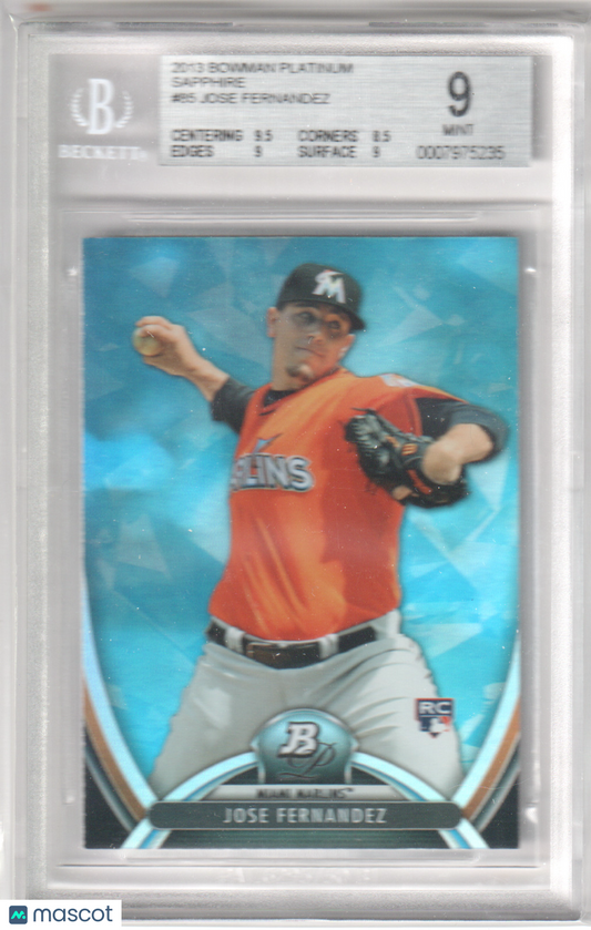 JOSE FERNANDEZ 2013 Bowman Platinum Sapphire RC Rookie #85 Sapphire BGS 9 MINT