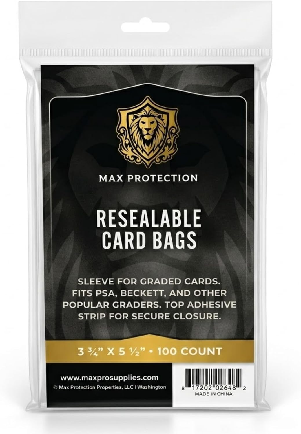 Max Protection Resealable Graded Card Sleeves - Columbia Sports Cards - sealed case