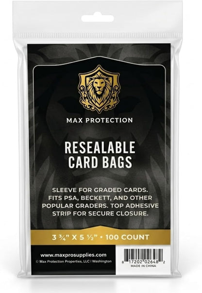 Max Protection Resealable Graded Card Sleeves - Columbia Sports Cards - sealed case