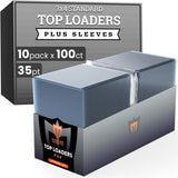 1000ct Case Ultra Max Pro 35pt Trading Card Toploaders plus Soft Sleeves | Crystal Clear Holders