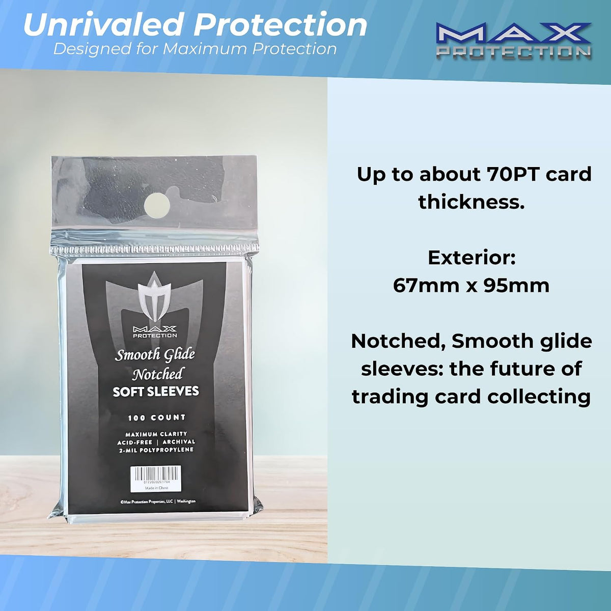 Max Protection Smooth Glide Notched Soft Sleeves Standard - Columbia Sports Cards - image 4
