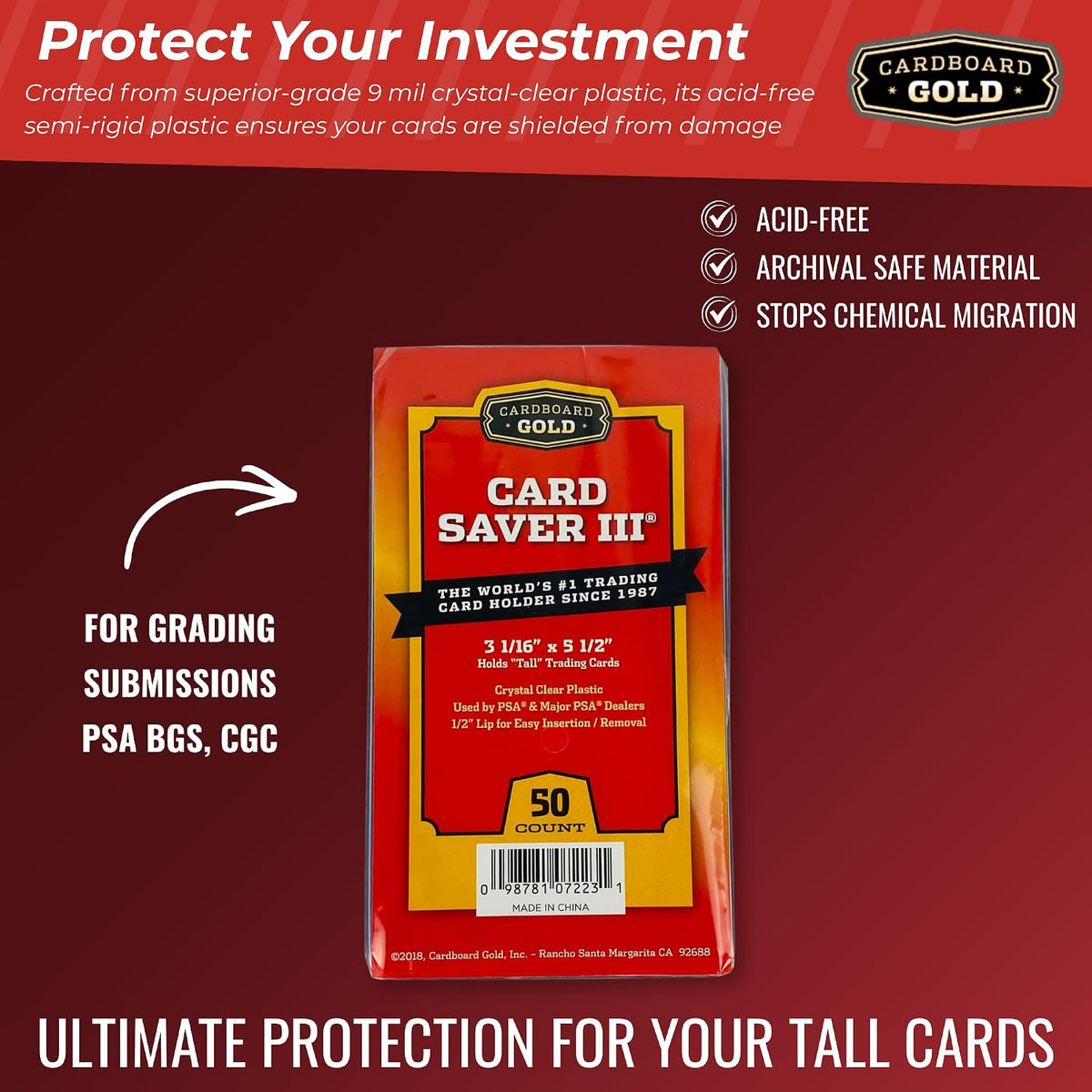 Cardboard Gold Card Saver 3 Semi-Rigid Holders - Columbia Sports Cards - image 5