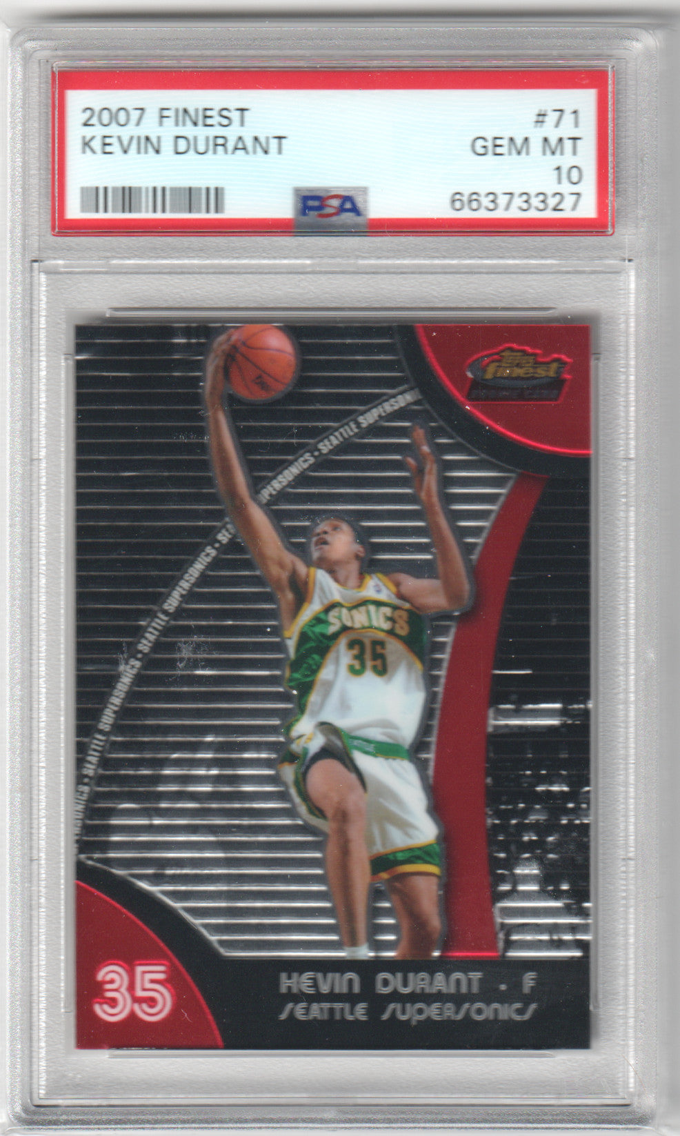 KEVIN DURANT 2007 Topps Finest Rookie RC #71 PSA 10 GEM MINT