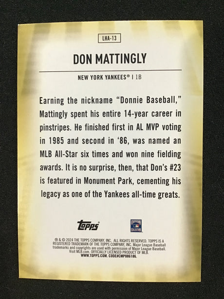 Don Mattingly 2024 Topps Series 2 Home Field Advantage #LHA-13 SSP Yankees HOF
