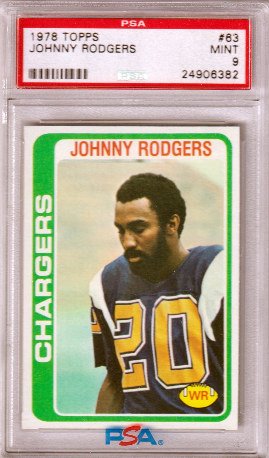 JOHNNY RODGERS 1978 Topps RC Rookie #63 PSA 9 MINT - CHARGERS