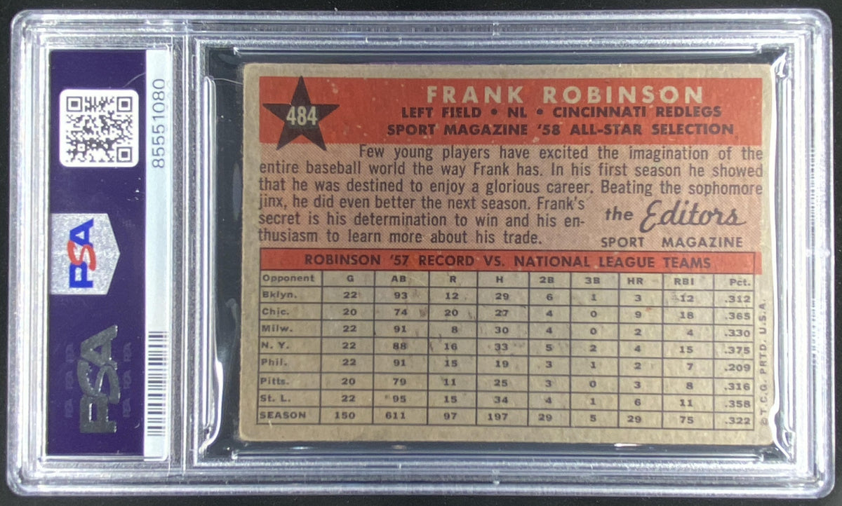 1958 Topps Frank Robinson #484 graded PSA 2 trading card
