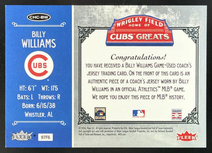 2006 Fleer Greats of the Game Cubs Greats Billy Williams Jersey