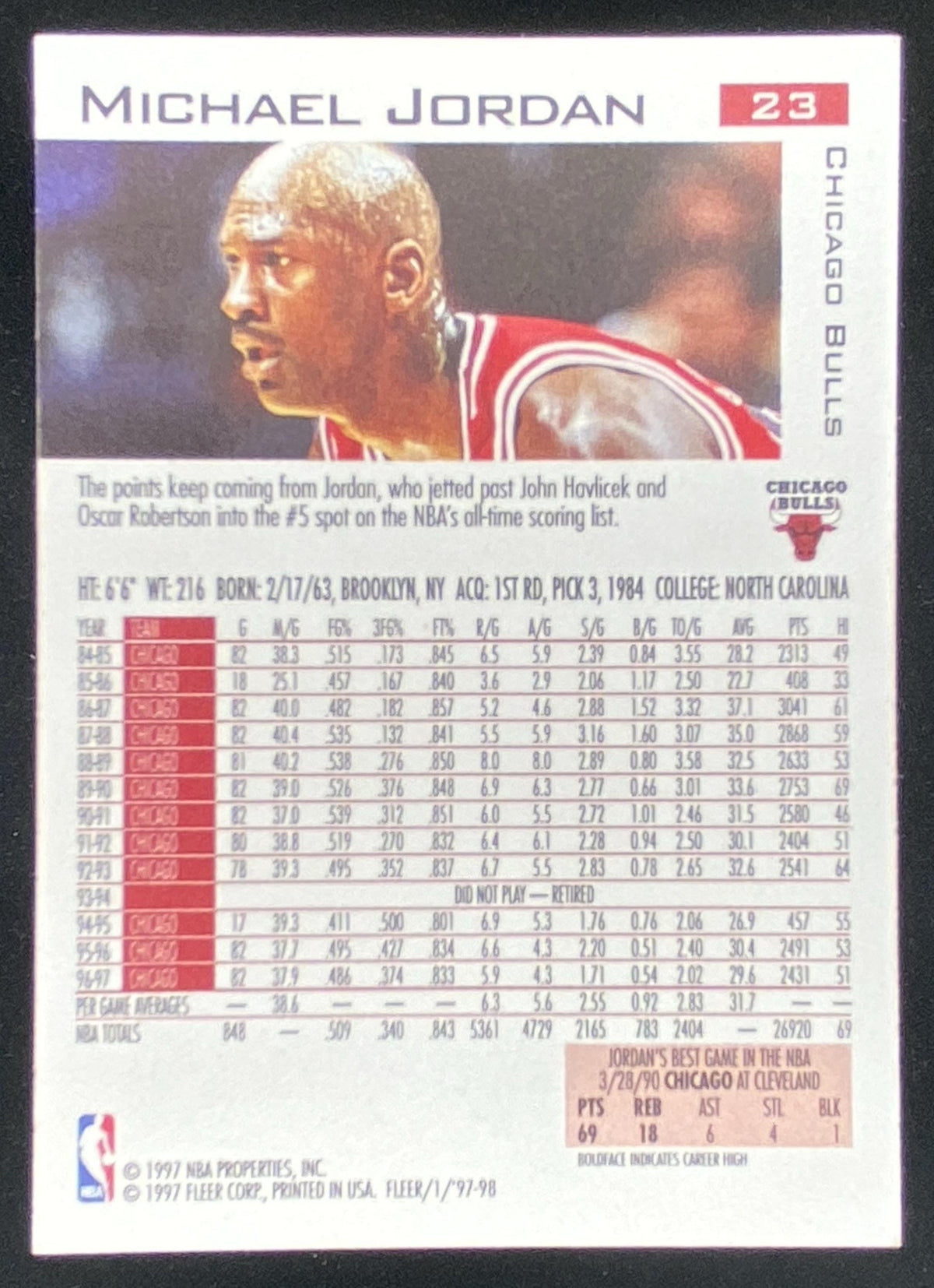1997 Fleer Michael Jordan #23 trading card